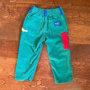OshKosh B'gosh 80/90’s Green Corduroy Carpenter Pants with Color Block